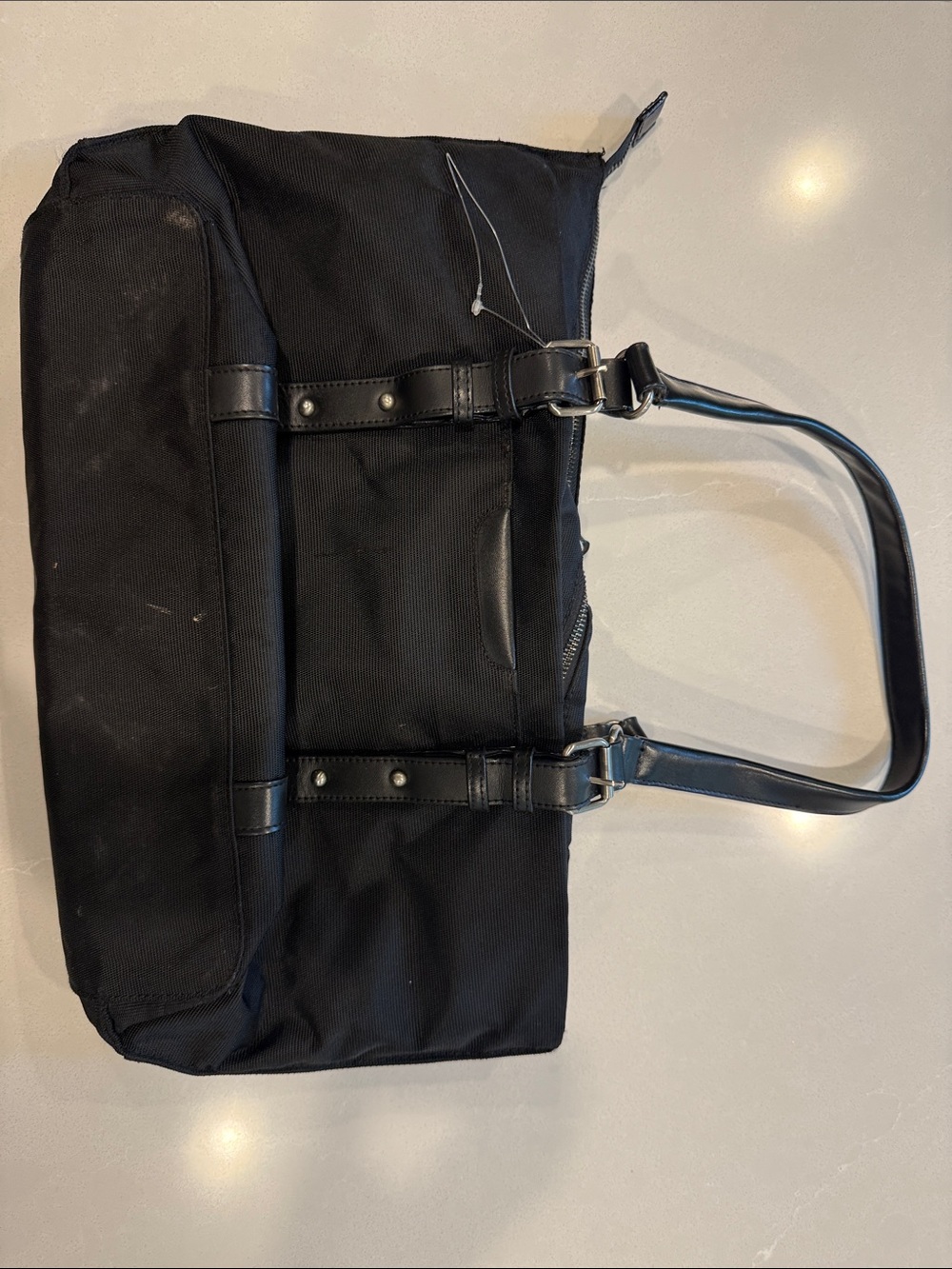 Black Women's Travelpro Laptop Tote Bag with Leather Trim